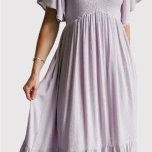 Baltic Born Dress purple felicity maxi smocked neck short sleeve size large